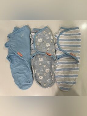 SwaddleMe Blue Baby Swaddle Trio - Light Blue Prints & Stripes